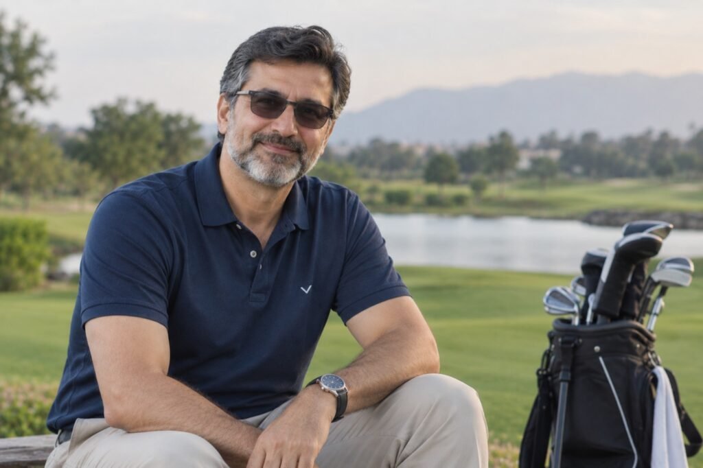 Erik Henson relaxing on a golf course